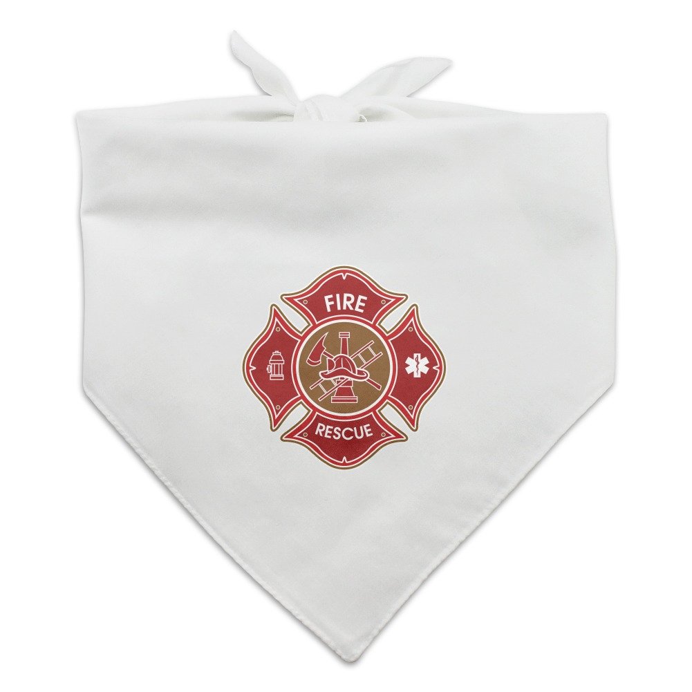 GRAPHICS & MORE Firefighter Fire Rescue Maltese Cross Dog Pet Bandana - White
