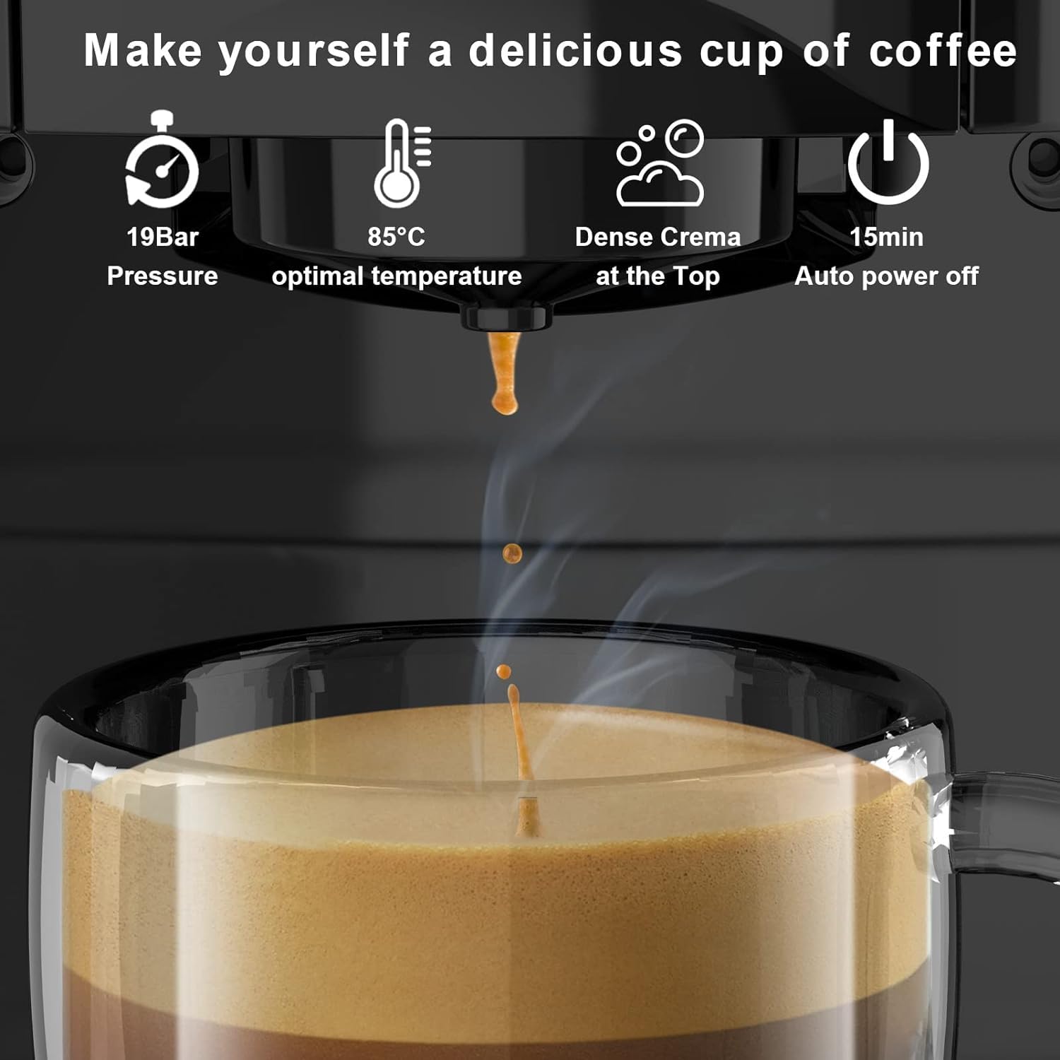 Ekspres do kawy Espresso 4 w 1 do kapsułek Nespresso Original/Dolce Gusto/L'OR/Starbucks/kapsułek z kawą mieloną i kapsułek z kawą ESE, 19 barowych automatycznych ekspresów do kawy
