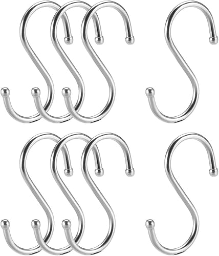 uxcell Ganchos en forma de S de acero inoxidable de 2 pulgadas en forma de S para cocina, baño, dormitorio, almacenamiento, oficina, exteriores,