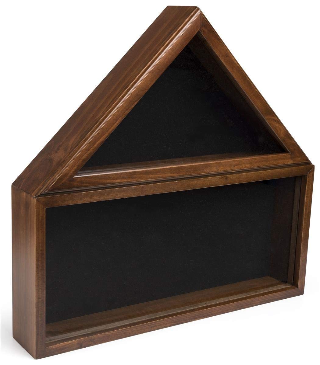 Military Shadow Box, Solid Wood with Tempered Glass Front  Cherry Finish