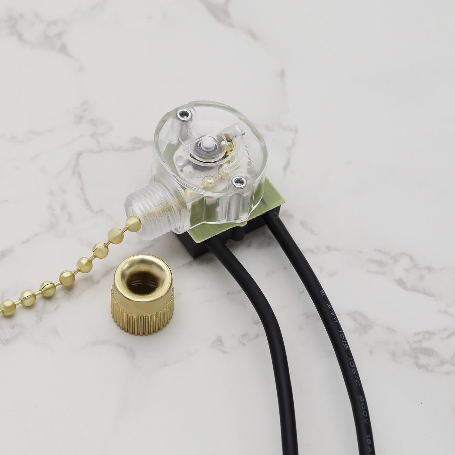 Create idea 2Pcs Pull Chain Switches Replacement JX42B Model Pull Chain Cord Switch Accessories for Wall Lamps Ceiling Fan Wall Fan Table Lamps Gold
