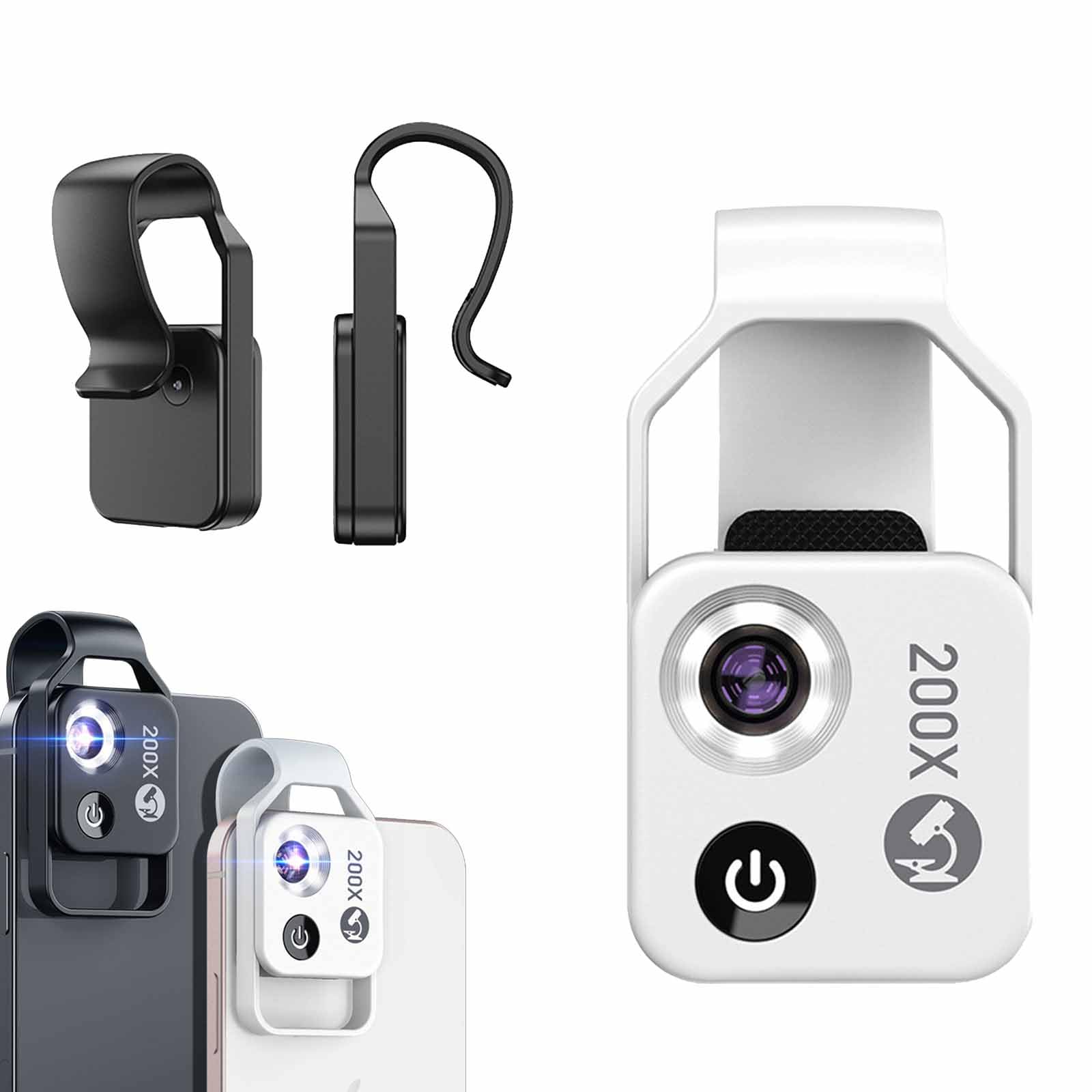 2X(Microscope De TéLéPhone 200X Avec Objectif , Microscope NuméRique De