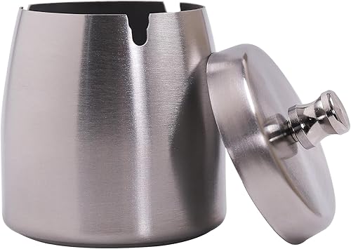 Miniatura 17 de Cenicero grande con tapa para cigarrillos, de acero inoxidable, sin humo, sin olor, resistente al viento, bandeja de cenizas para el hogar, oficina