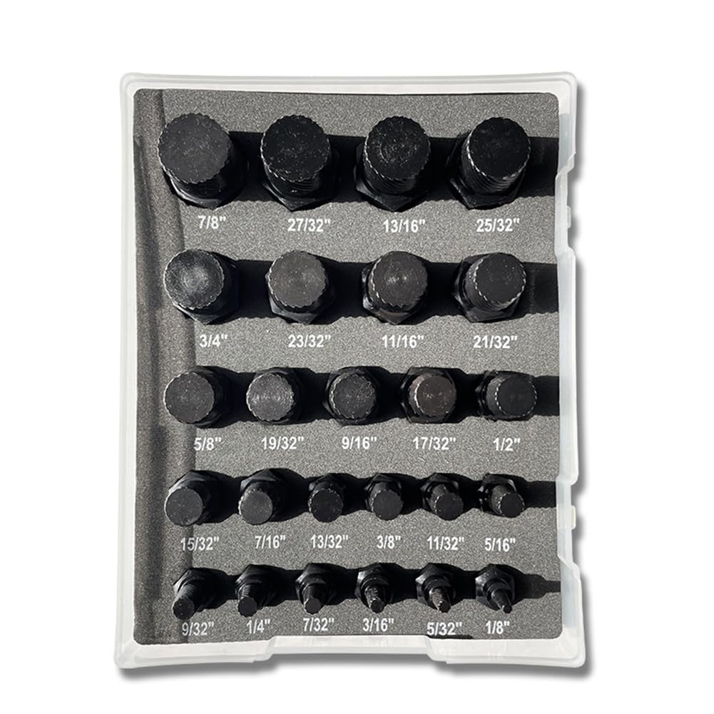 Juego de Extractores de Tornillos de 25 Piezas Juego de Extractores de Pernos de Múltiples Estrías para Quitar Tornillos y Pernos Dañados, Rotos, Redondeados y Pelados