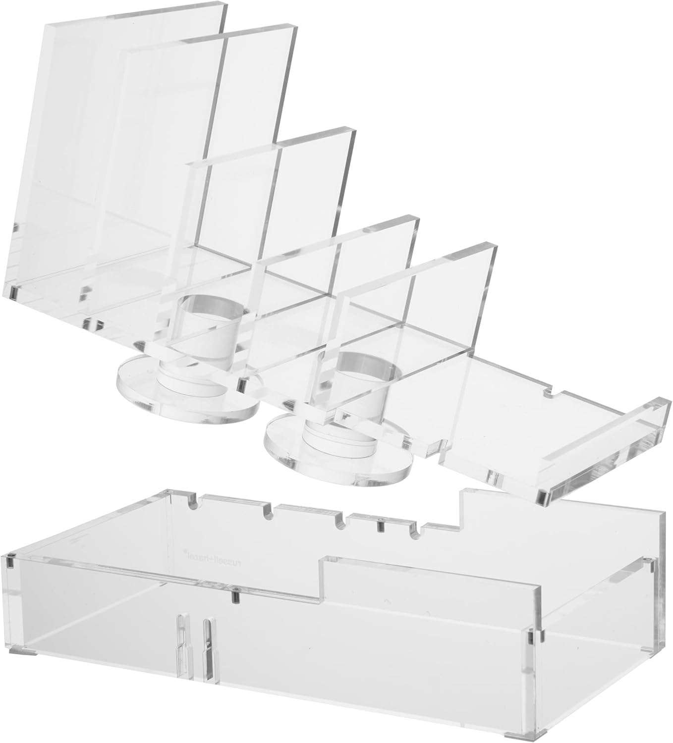 RUSSELL+HAZEL Acrylic Tech Collator, Charging Station for Phone, Tablets and Earbuds, Desk Accessories, 8" x 4" x 5"