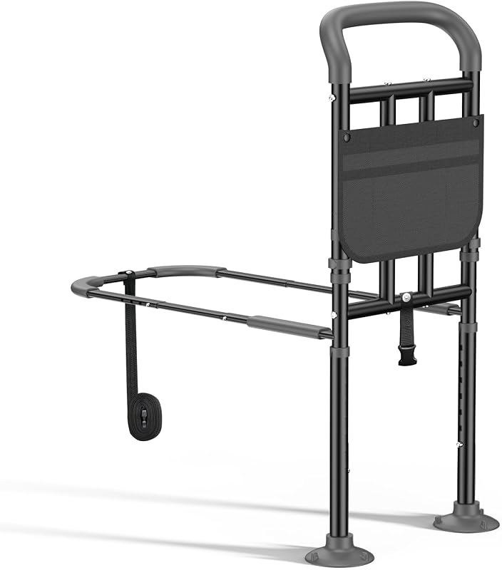 Bed Rails for Elderly Adults Safety with Ergonomic Padded Handle, ASTM Approved Adjustable Bed Assist Rail for Seniors, 400lb Weight Capacity, Fixing Strap&Storage Pocket, Fits Twin/Full/Queen/King