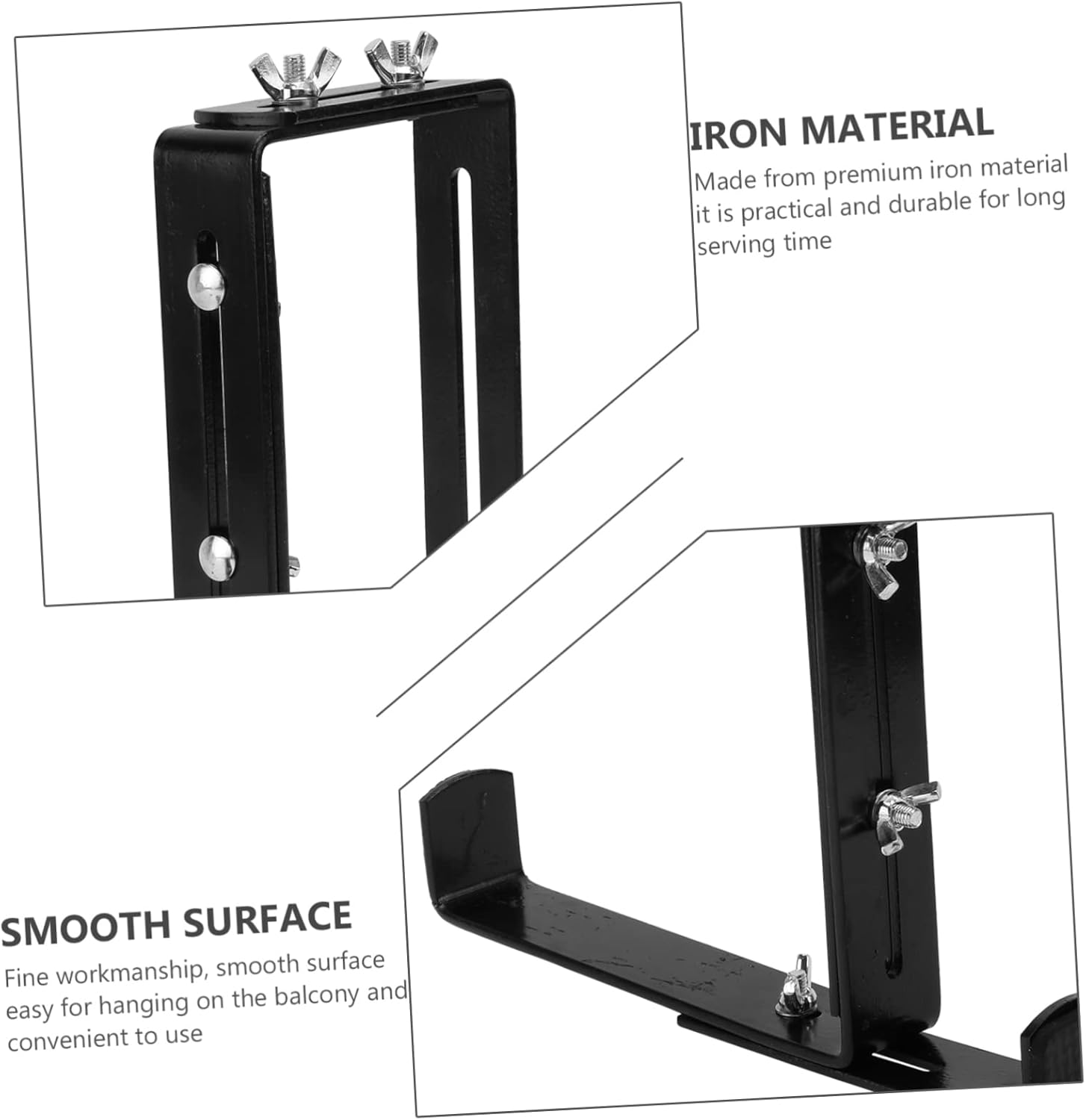 POPETPOP 1pc Hanging Flower Pot Hanger for Balcony Railing Versatile Outdoor Indoor Plant Holder Bracket for Windowsill Deck and Garden Decor Black