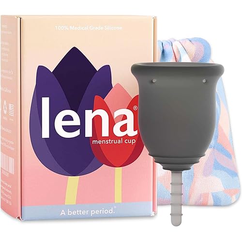 Lena Menstrual Cup Original – Reusable Silicone Period Cup for Regular Flow, 12-Hour Leak-Free Protection, Soft & Comfortable, Beginner-Friendly Design - Small, Gray