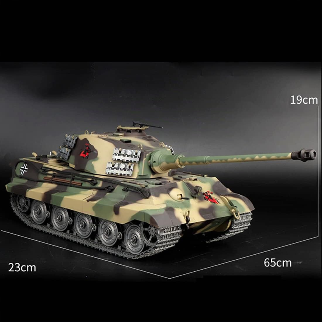 1:16 Carro Armato RC per Adulti, Modello da 2,4G di Carro Armato Henschel Tiger King Battle Tedesco con Effetto Sonoro, Fumo e Spari, Modello di Veicolo RC per Appassionati di Militaria