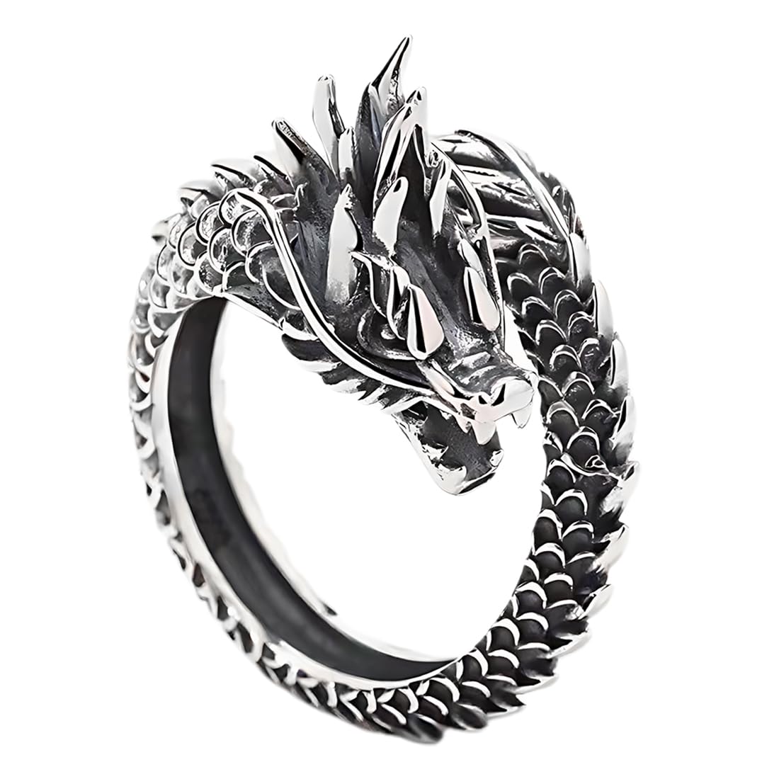 JTUYPT 2 Pcs 2024 Anillo de dragón ajustable para hombre y mujer