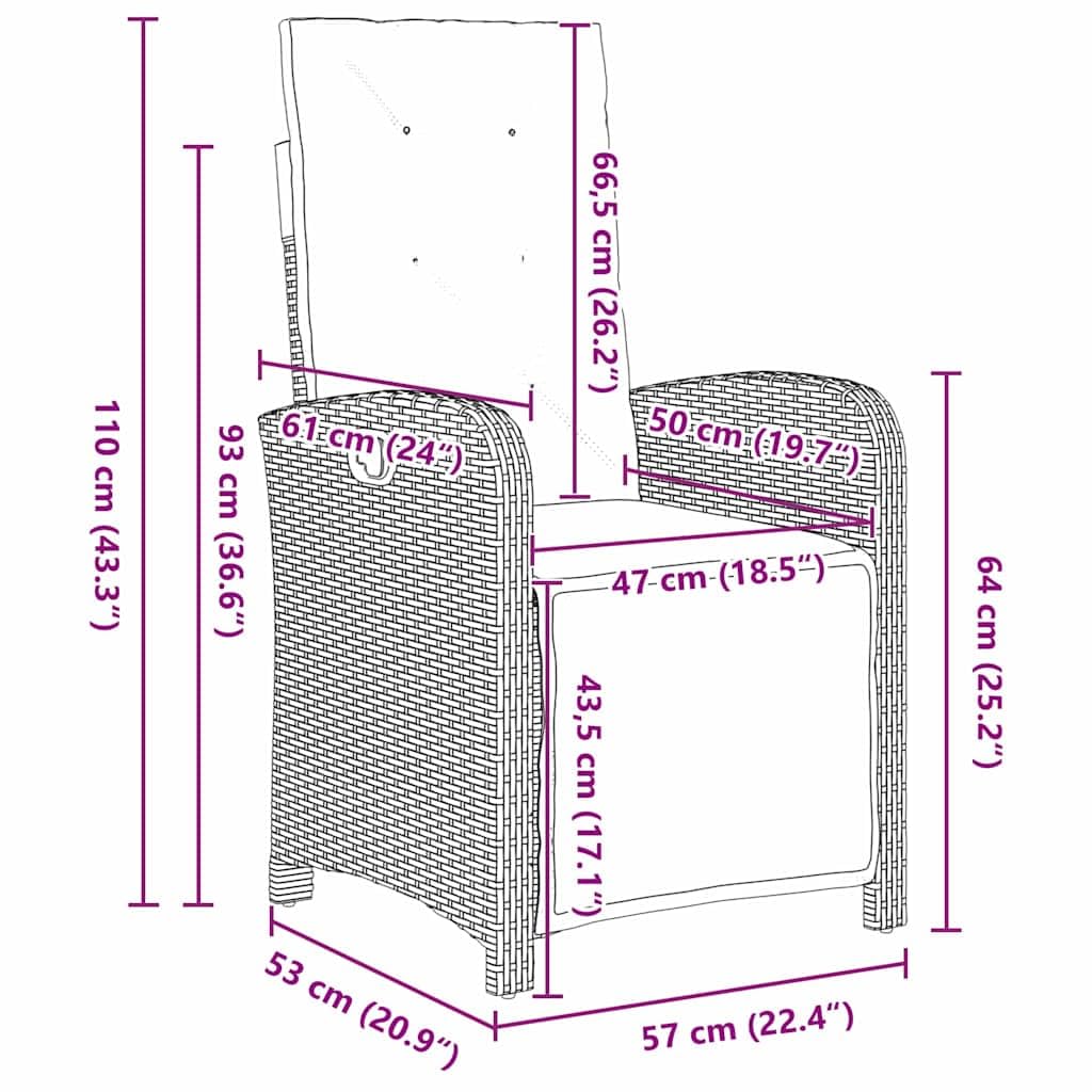 Set di mobili da giardino da 5 pezzi con cuscini, in polyrattan, resistente alle intemperie, per terrazza, balcone, esterno, con tavolo e sedie per grigliate rilassanti e relax in estate