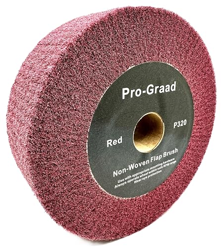 Image of 6 inch x 2 inch x 1 inch Arbor Red Bench Grinder Polishing Wheel, 320 Grit, Tight Weave, Great for refurbishing Golf Clubs and Metal, Non-Woven Wheel for Copper, Metal, Finishing, and Burnishing