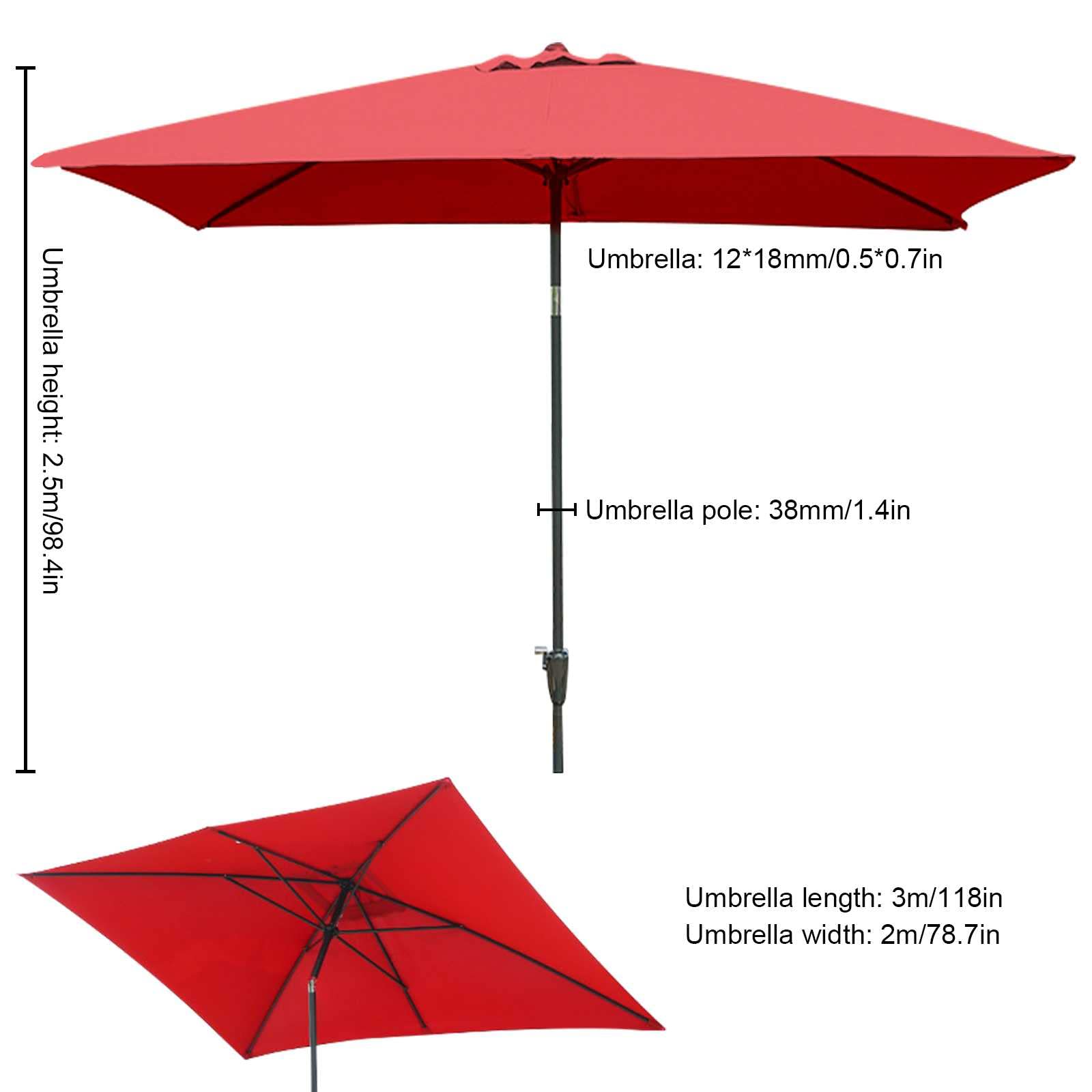 Parasol ogrodowy,Duży parasol ogrodowy, odkryty parasol stołowy do basenu z odpornym na przechylanie i korbę, chroniony przed promieniowaniem UV do trawnika ogrodowego na podwórku
