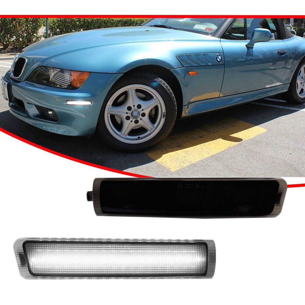 LDAUTOPS Smoked Front Side Marker Lights Black ABS Housing Bulbs 1996-2002 for BMW for Z3 1996-2002 -40-60 Centigrade Degree-Work Temperature W5W (168)-Bulb Shape Code Smooth 12 V
