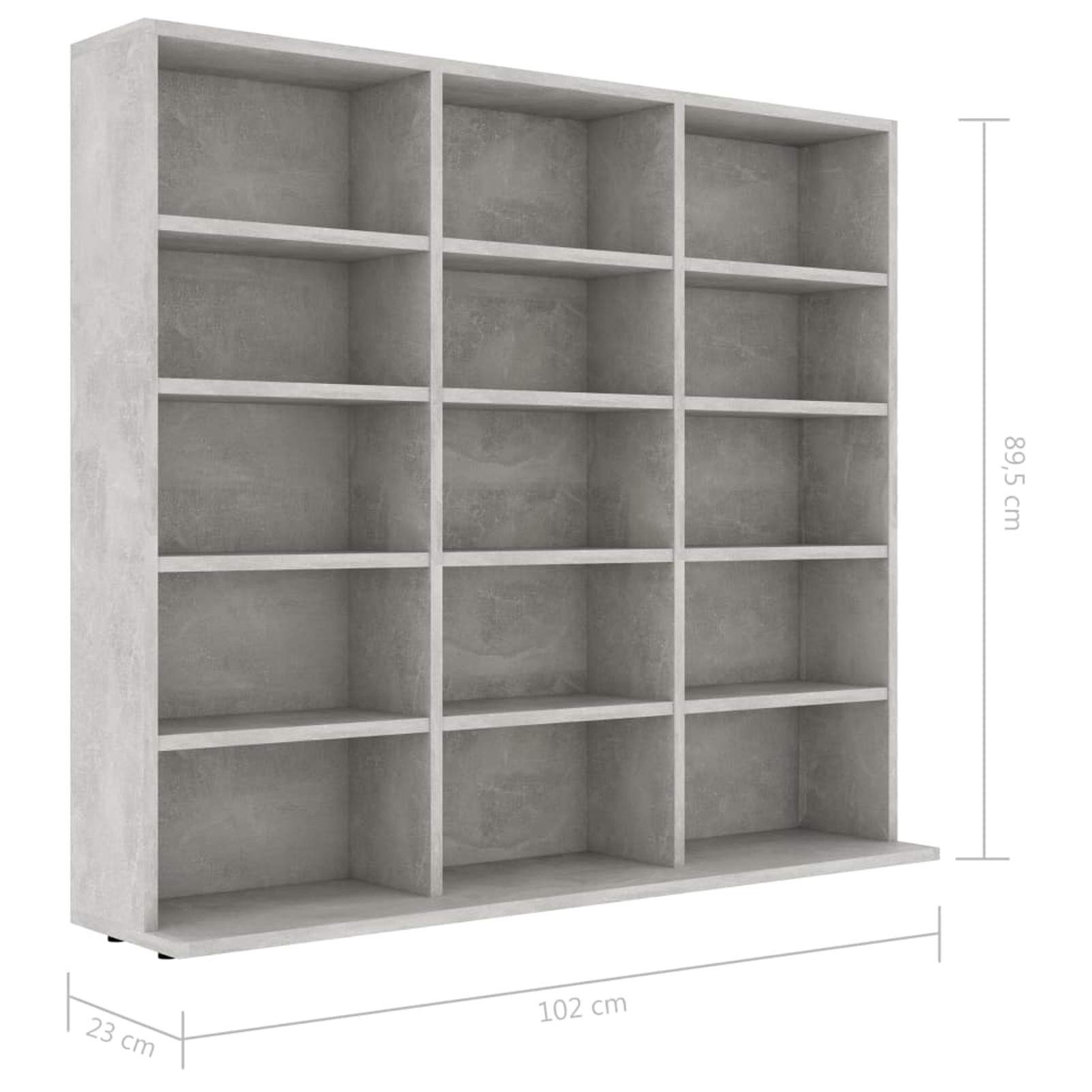 ZEYUAN Estantería para CD, Vitrinas para Colecciones De Pie, Estanterias, Vitrina para Perfumes, Mueble CD, Mueble Estanteria, de aglomerado Gris hormigón 102x23x89,5 cm