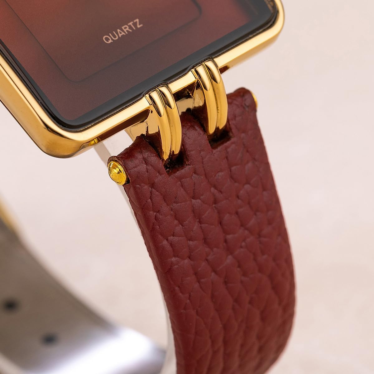 CARLIEN Womens Stylish Dainty Square Gold Silver Plated Bracelet Quartz Watch Elegant Dress Stainless Steel Waterproof Casual Fashion Ladies Wristwatch Present for Her
