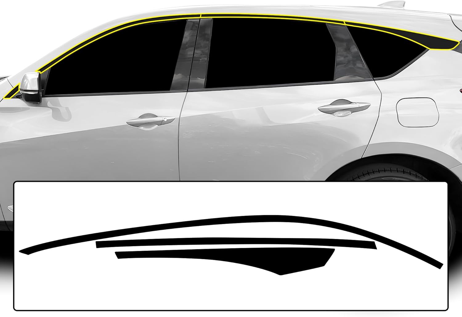 BOGAR TECH DESIGNS for Acura RDX 2019-2026 Side Skirt Chrome Delete – Precut Vinyl Trim Overlay, Gloss Black Blackout Look
