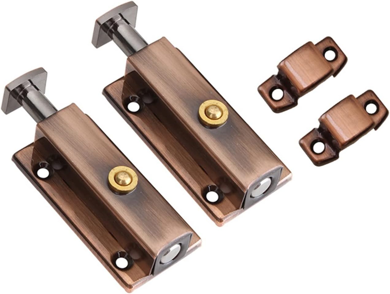 Sliding bolt door latch, Door Automatic Spring Latch Lock Multicolor 3-4 inches(Red Copper,3 in)