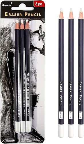 Juego de borrador de 3 piezas, borrador de detalles finos para bocetos, dibujos de carbón y lápices de colores