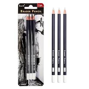 3pc Eraser Set - Fine Detail Eraser for Sketching Charcoal Drawings Colored Pencils
