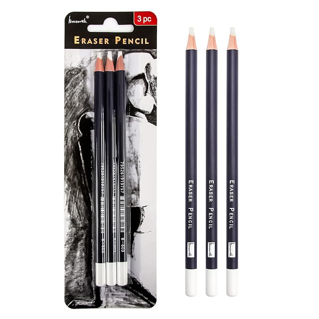 3pc Eraser Set - Fine Detail Eraser for Sketching Charcoal Drawings Colored Pencils