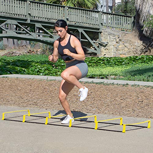 Prosourcefit Raised Speed & Agility Ladder With 6 Collapsible Hurdles For Footwork, Football & Soccer Elevated Training Workout Equipment #TOP6