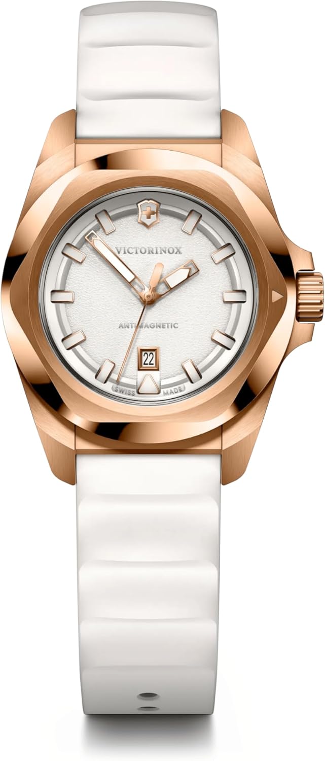 Victorinox I.N.O.X. Small White Dial White Rubber Strap Watch 32mm – 242037