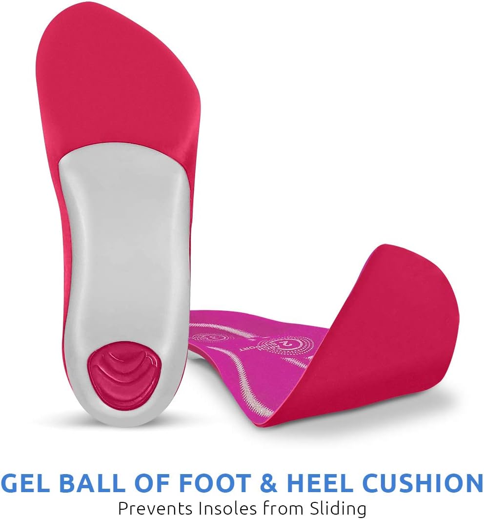 Comfort Zone Tri-Balance Gel Orthotic Insoles for Women, Non-Slip & Cushioned, Fits Well with Heel & Ball of Foot Supports, 3/4 Length Arch Support Inserts for Women, Sizes 6-10, 1 Pair, Pack of 3