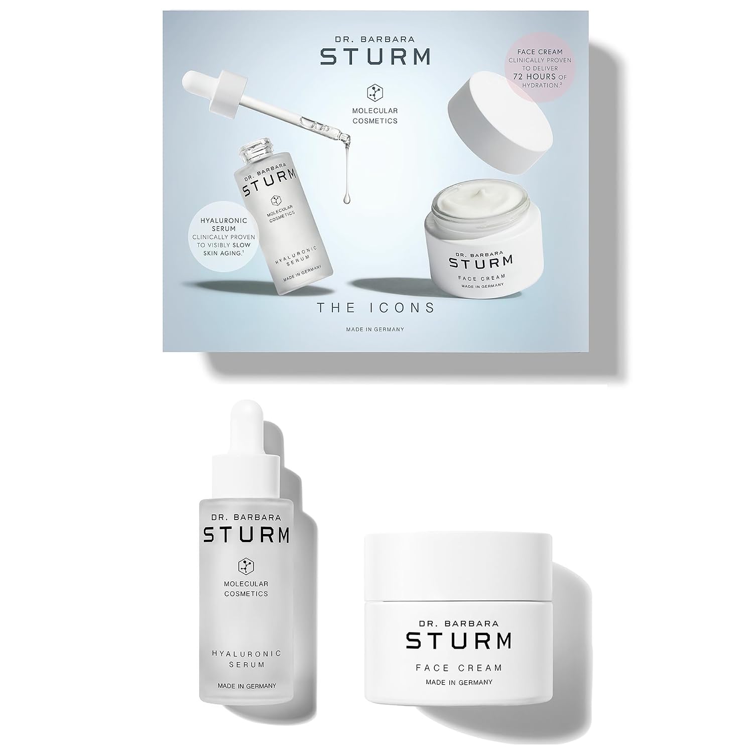 Amazon.com: The Icons Gift Set ($565 Value) – Hyaluronic Acid Serum & Face Cream Duo, Premium Hydration and Anti Aging Duo, Luxury Skincare By Dr. Barbara Sturm : Amazon Luxury