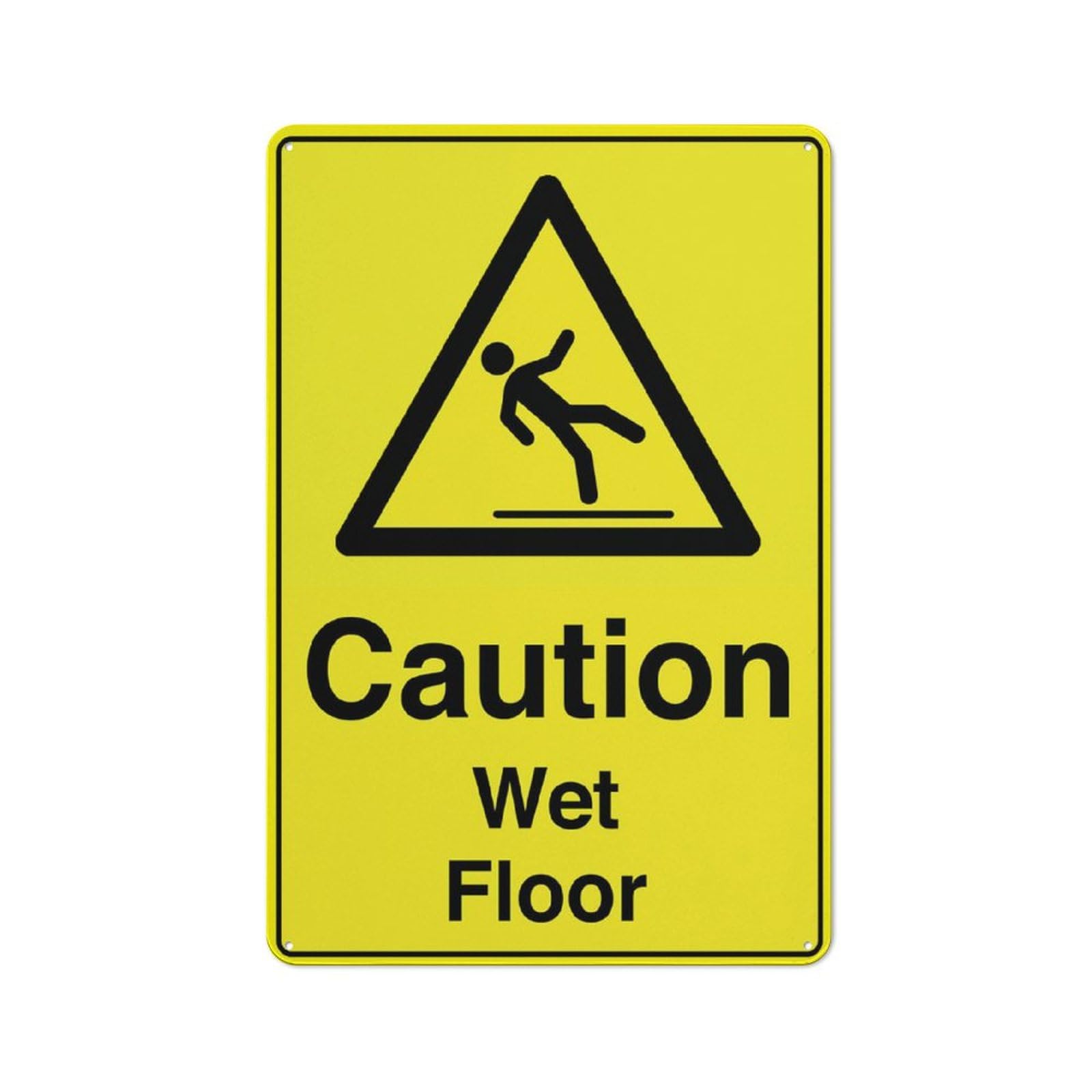 Caution Wet Floor Wet For House 12"" X 8"" Yard Sign, Premium Aluminum, Sun-Proof, Rust-Free
