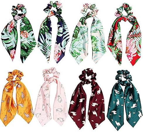 Amazon Co Jp Weanty 和風リボン髪飾り シルク おしゃれシュシュ 8点セット リングゴム花柄 少女 レディースヘアゴム 上品 ビューティー