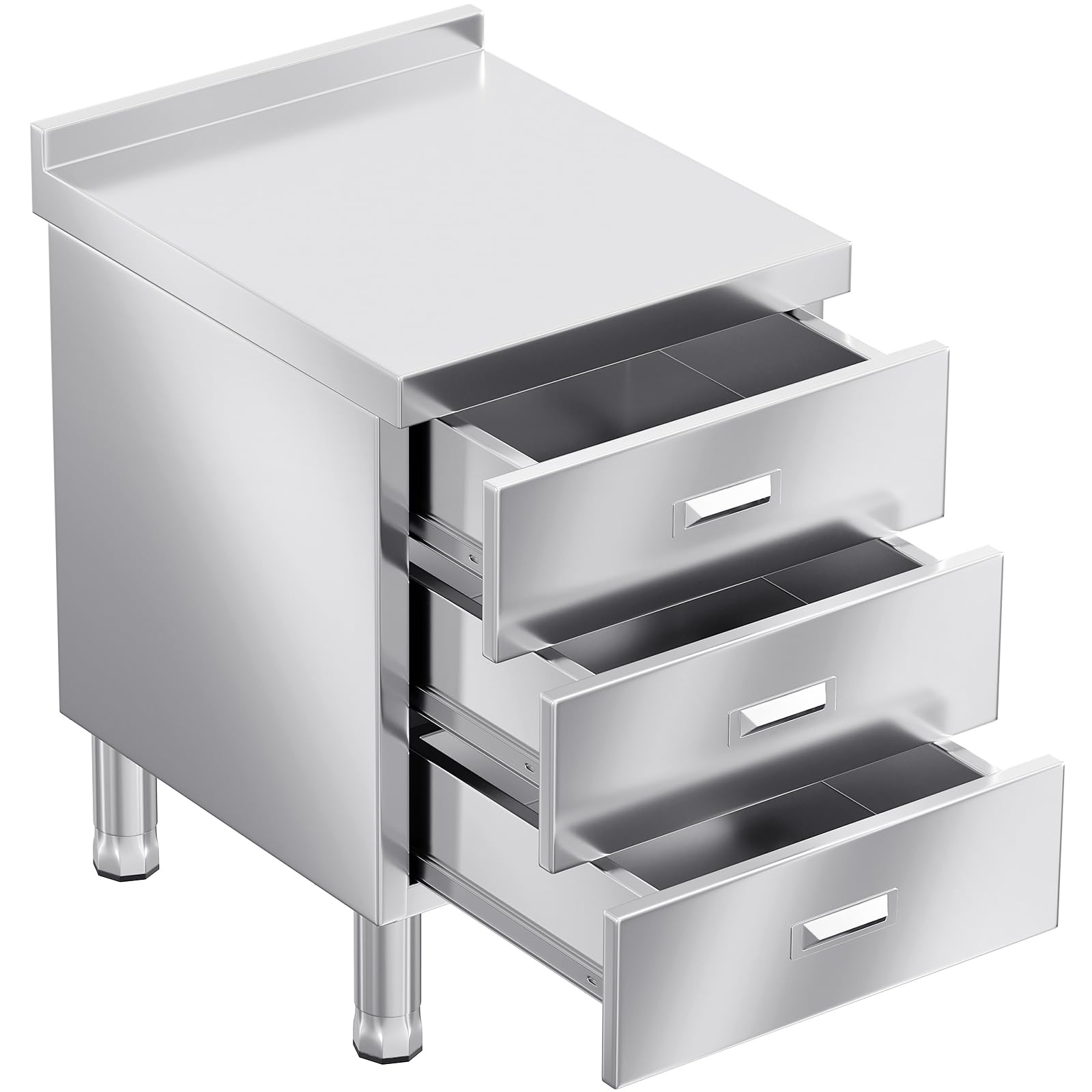 ZZV Stainless Steel Kitchen Cabinet Outdoor Kitchen Drawers with Handles Triple Access BBQ Drawers for Outdoor Garage Restaurant, 21.66 x 19.68 x 35.43 in