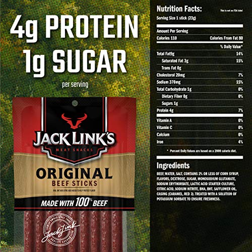 image for Jack Links Beef Snack Sticks, Original, 27 Count (Pack of 3, 7.2 oz. B