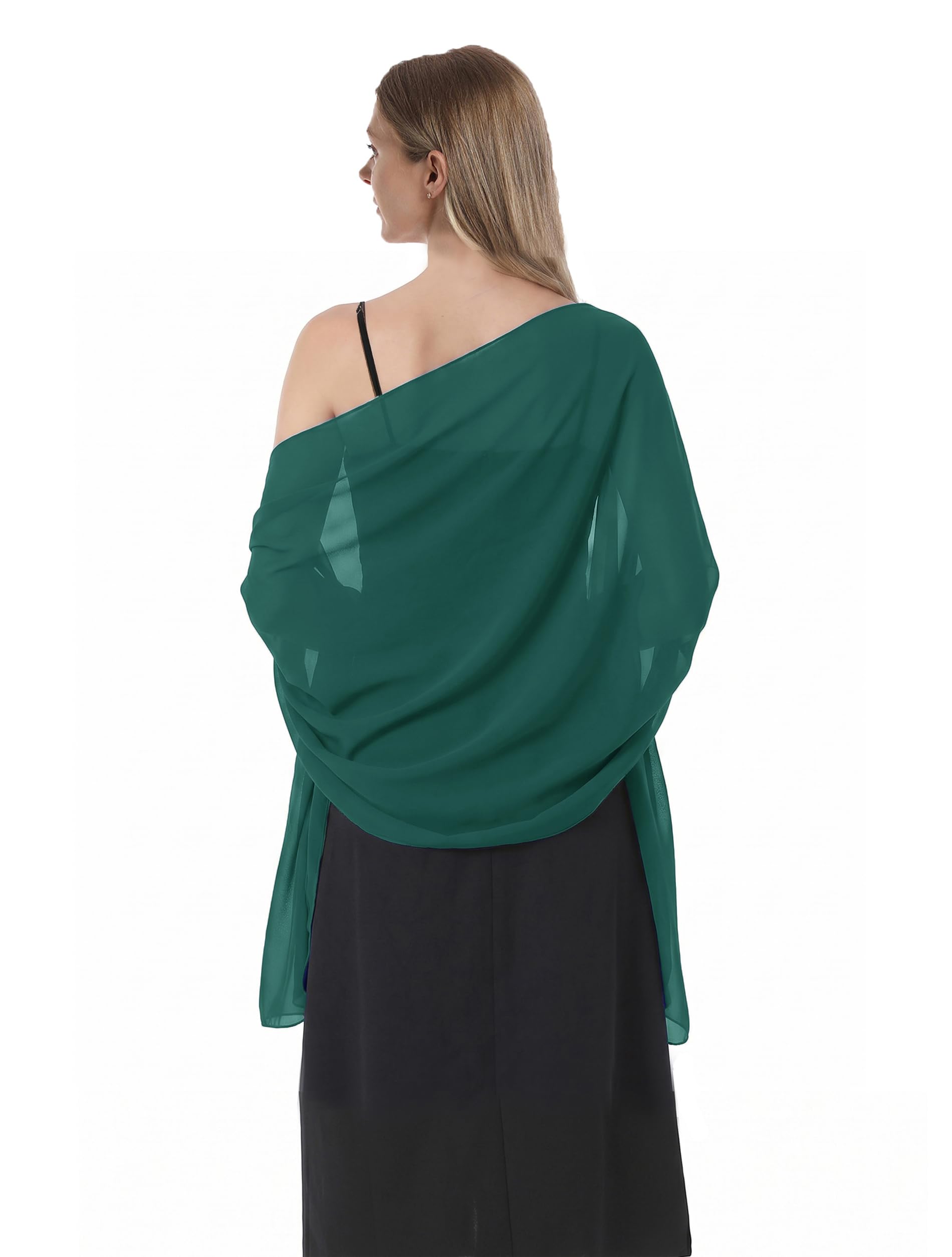 Shawl Scarve Wraps Soft Chiffon Lace Pashmina for Evening dresses on formal occasions, Tea Green(chiffon), One Size