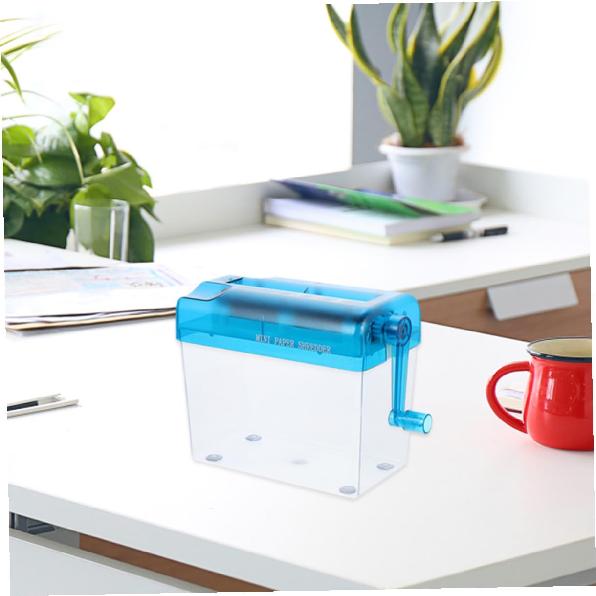 BESTonZON Distruggidocumenti Manuale Portatile da 2 Pezzi Mini Macchina Distruggidocumenti per Uso Domestico e Ufficio Controllo Manuale Manovella Design Compatto per Scrivania e