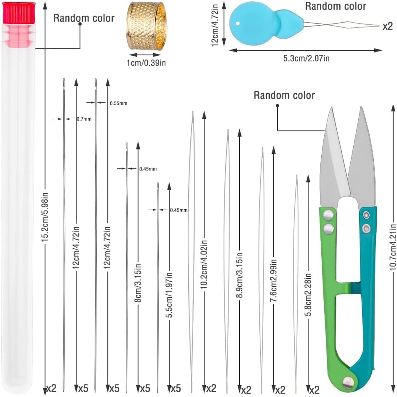 Tazweeq 28 Pcs Beading Needle Set, Beading Needles for Jewellery Making,Including Long Straight Beading Wire Needles, Large Eye Beads, Embroidery Needles, for Bracelets and Jewelry Making