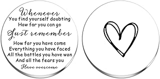 igvean Inspirational Gifts for Women Men Little Pocket Hug Motivational Keychain Long Distance Relationship Keepsake Double Sided Stainless Steel