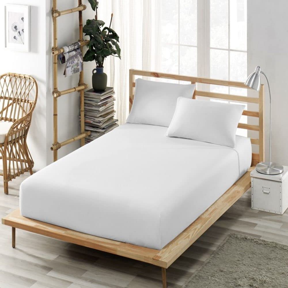 Bettlaken-elastischer Spannbettlaken-Baumwolljersey-Bettwäsche-King Size-Queen-Doppel-Bettbezug für Zwei Einzelbetten-Marineblau,Weiß,90x200 cm Küche, Haushalt & Wohnen