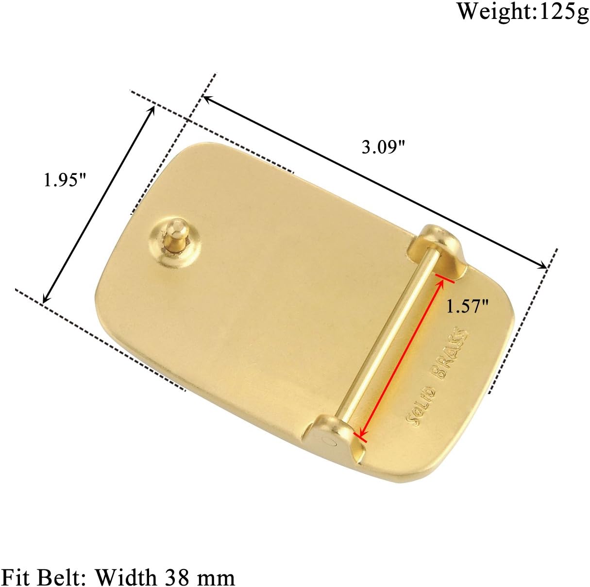 FALETO Solid Brass Rectangle Heavy Duty Belt Buckle Replacement for Pin Buckle-1.53" Width - Image 5
