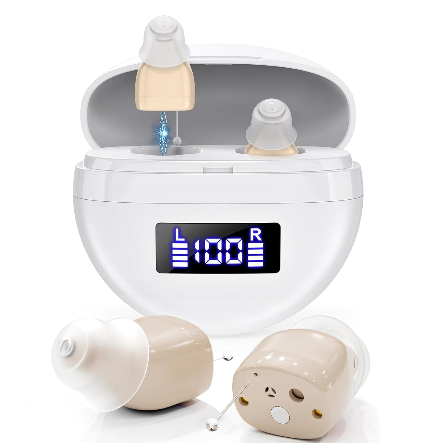Hearing aids,Nearly Invisible,Rechargeable Hearing Amplifier to Aid and Assist Hearing,Digital Rechargeable OTC Hearing Aids for Seniors with Charging Case with Noise Reduction