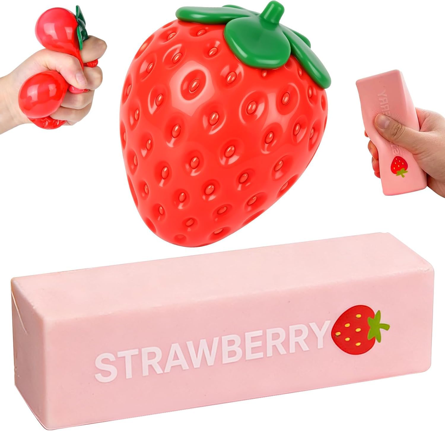 Butter Squishy, 2 PCS Strawberry Squishy,PU Slow Rising Stress Balls Adults