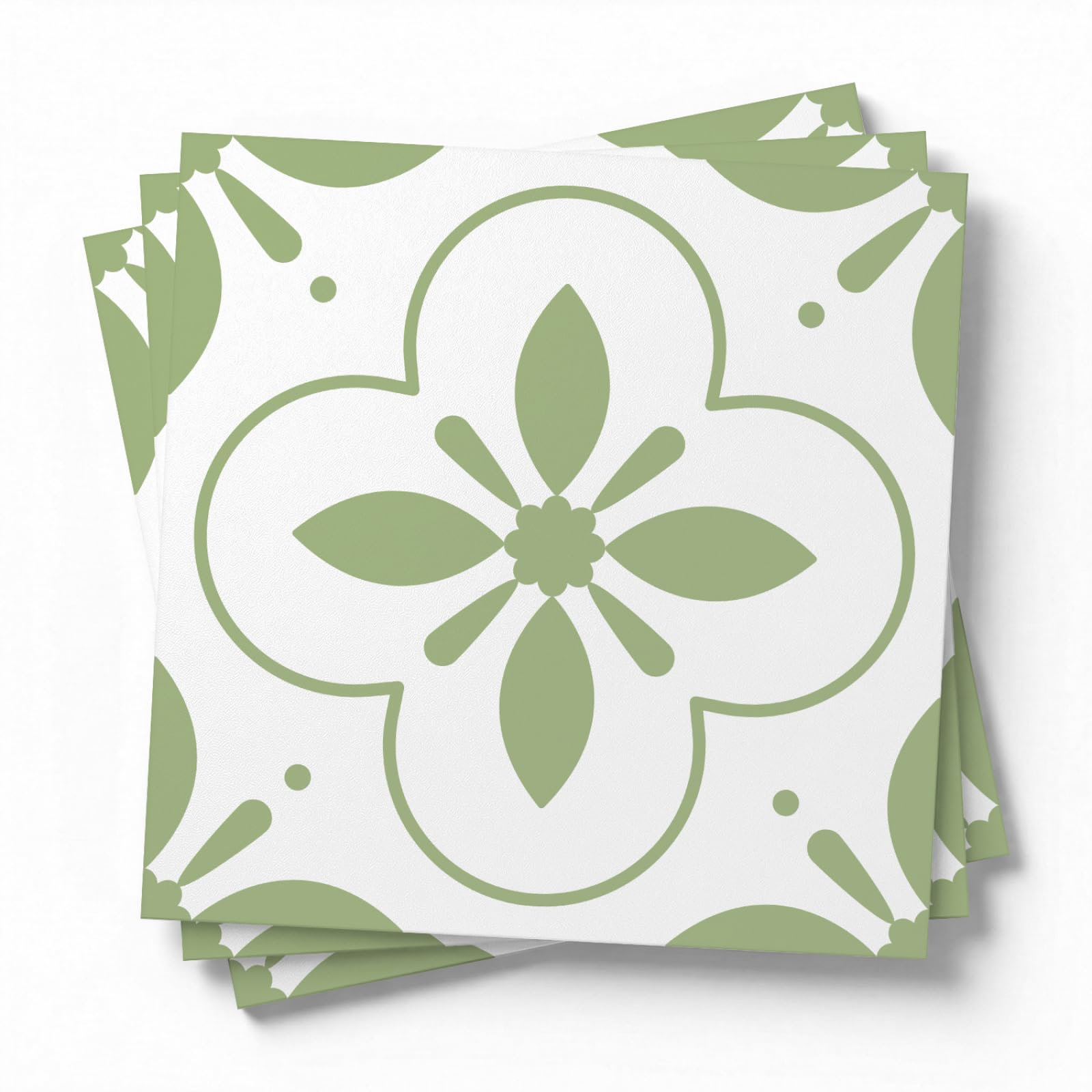 LMYSXAOZ Stick on Kitchen Tiles Green Flower Self Adhesive Wall PVC for Fireplace Surround Furniture Decoration Backsplash Bathroom Tile Stickers Waterproof
