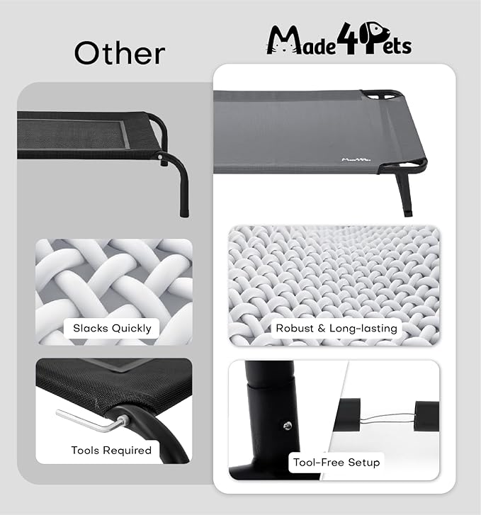 Catre Elevado para Perro Grande 49x32 Pulgadas con Malla Refrescante miniatura 4