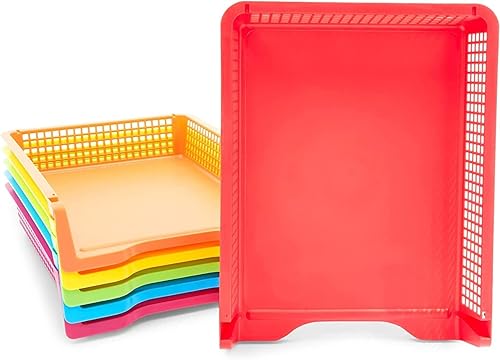 Miniatura 3 de Bright Creations Bandejas para el aula, paquete de 6, tamaño carta, 12.75 x 9.75 x 2.75 pulgadas, plástico arcoíris, suministros para profesores y