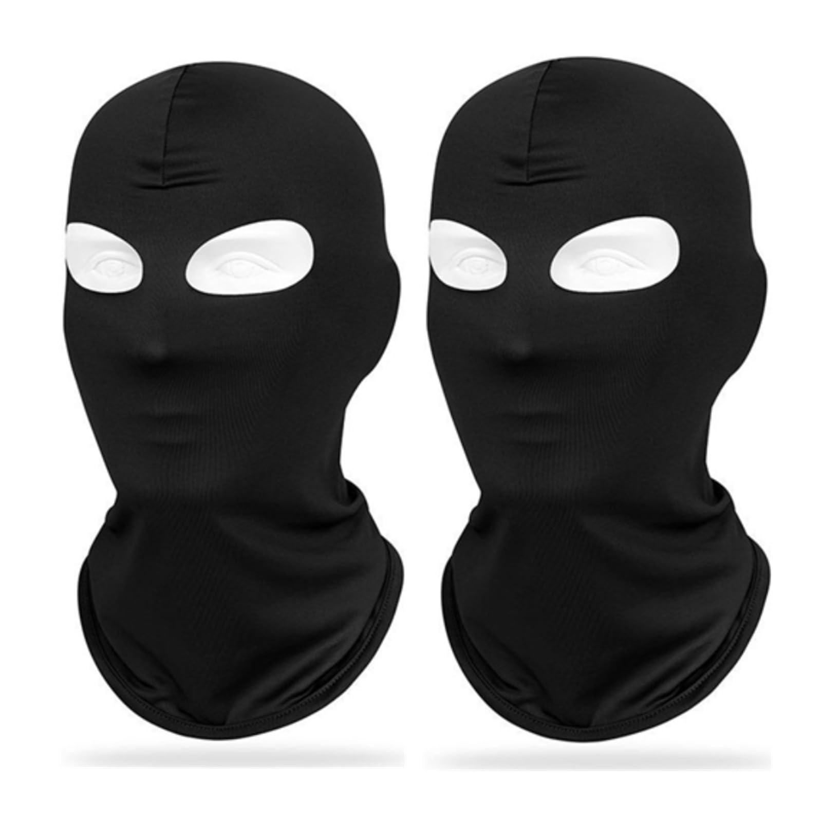 2Pcs 3 Hole Full Face Mask Thin Black Balaclava Summer Seamless Face Mask for Motorcycle Bike Hunting Cycling