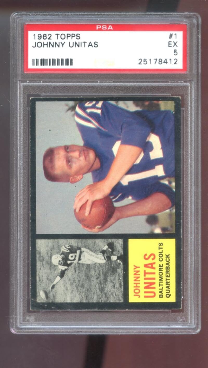 1962 Topps #1 John Unitas Johnny Unitas Colts PSA 5 Graded Football Card NFL