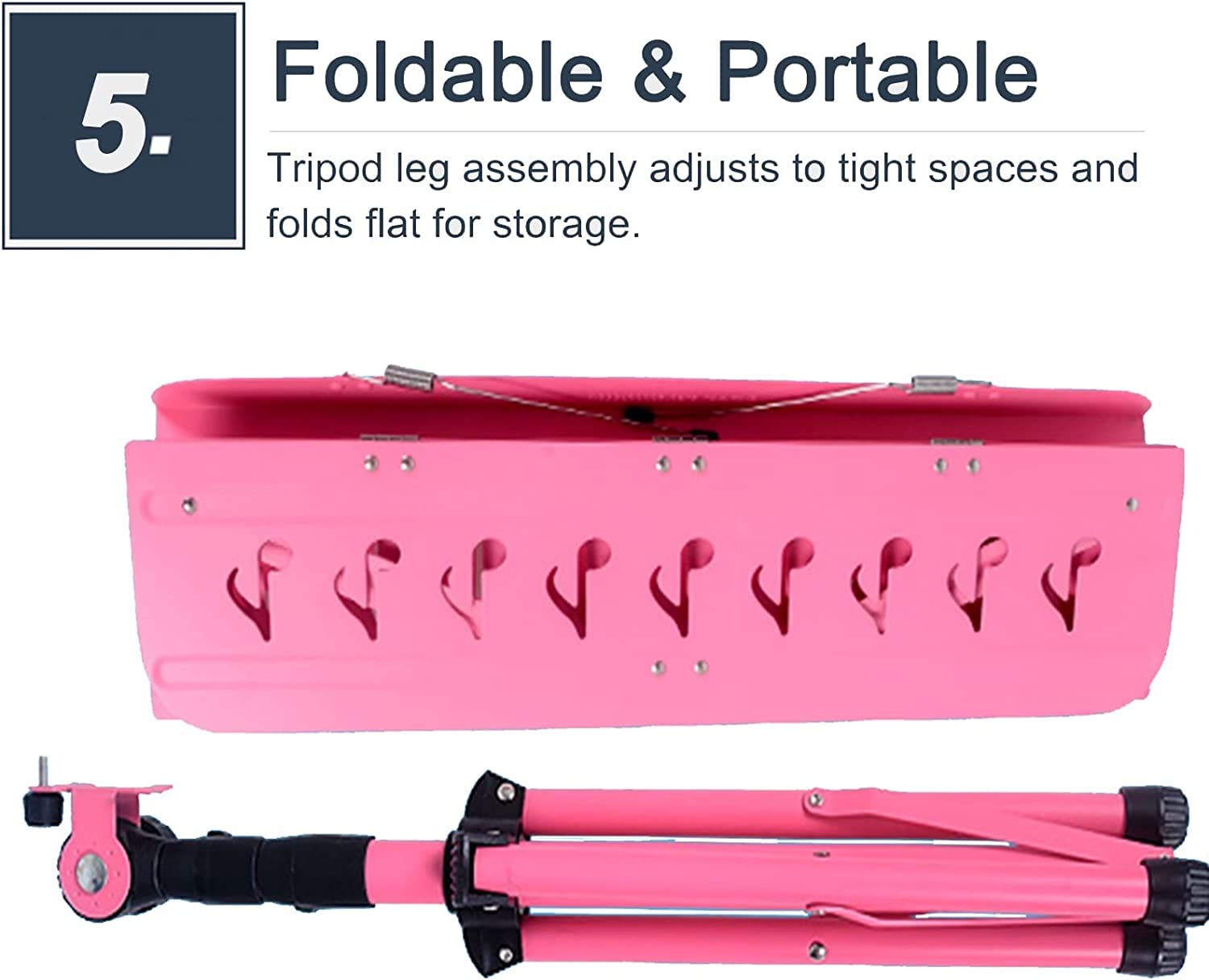 Sicherheitszertifizierung Notenständer mit wiederaufladbarem LED-Licht/Tasche, freistehender, zusammenklappbarer Universal-Notebook-Halter.Strapazierfähige Metallhalterung (Farbe : Blau)