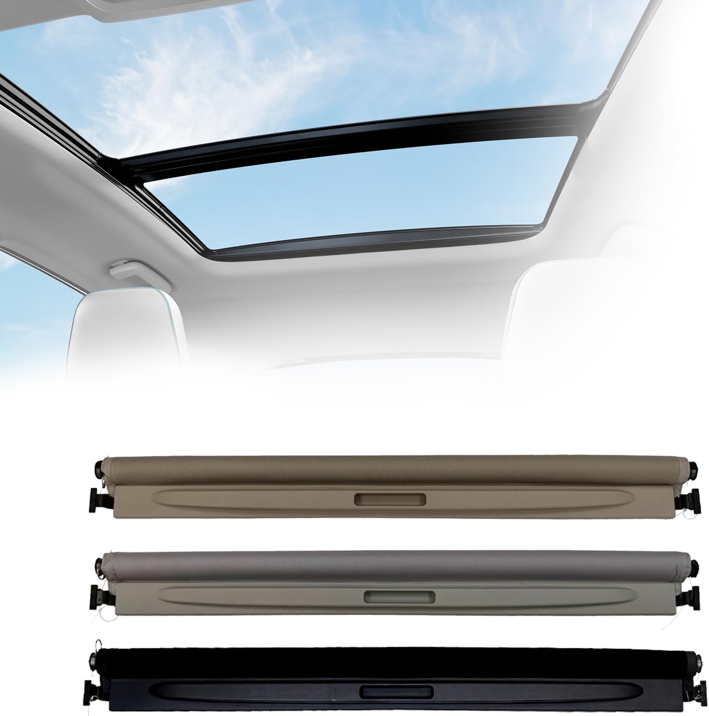 Car Panorama Sunroof Sunshade Curtain Cover Assembly LRO44742 for Kia K5 TF 2013 2014 2015/Kia Sportage 2010 2011 2012 2013 2014-2018 (Gray)