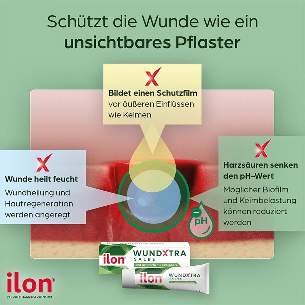Ilon Wundxtra Salbe mit natürlichem Fichtenharz zur Unterstützung der feuchten Wundheilung, 40 g Salbe