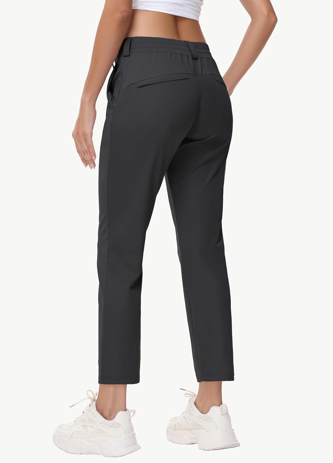 Women's 25" 27" Stretch Golf Pant - 7/8 Ankle Work Travel Teacher Casual Business Sweatpants with Belt Loops Zip Pocket - Image 2